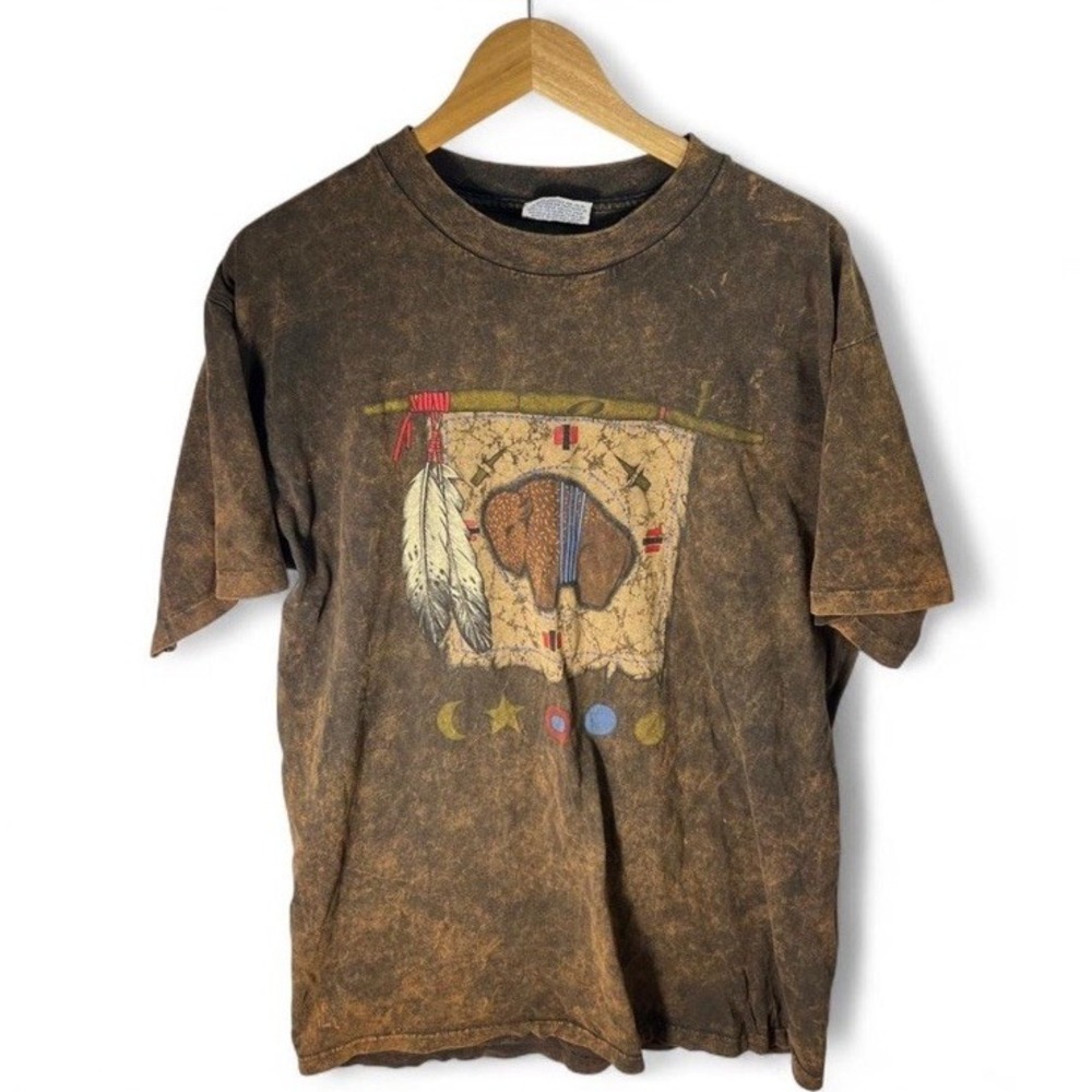 Vintage 90s Buffalo Graphic T Shirt USA Single Stitch Acid Wash
